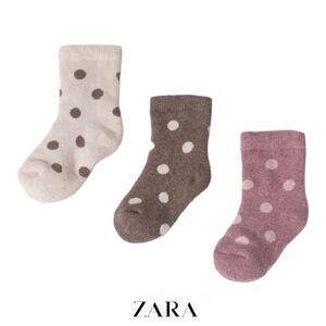 ZARA Kids | Pink | THREE-PACK OF POLKA DOT TERRY SOCKS